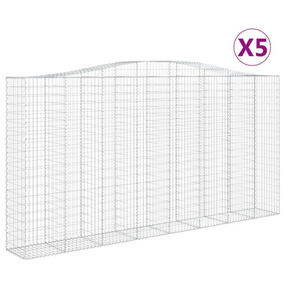 Gabionen Mit Hochbogen 5 Stk. 400X50X200/220Cm Verzinktes Eisen