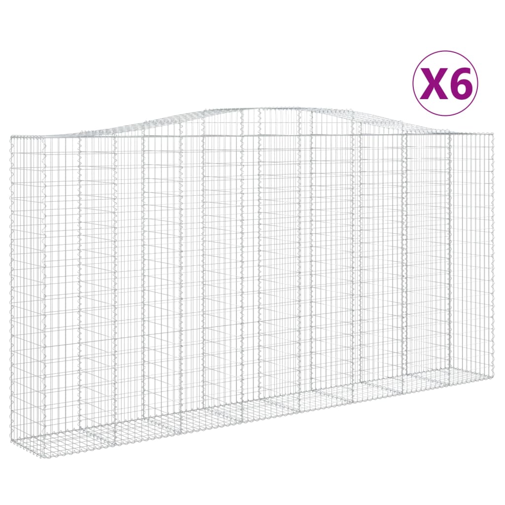 Gabionen Mit Hochbogen 6 Stk. 400X50X200/220Cm Verzinktes Eisen