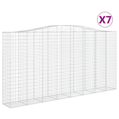 Gabionen Mit Hochbogen 7 Stk. 400X50X200/220Cm Verzinktes Eisen