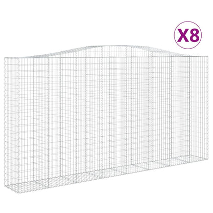 Gabionen Mit Hochbogen 8 Stk. 400X50X200/220Cm Verzinktes Eisen