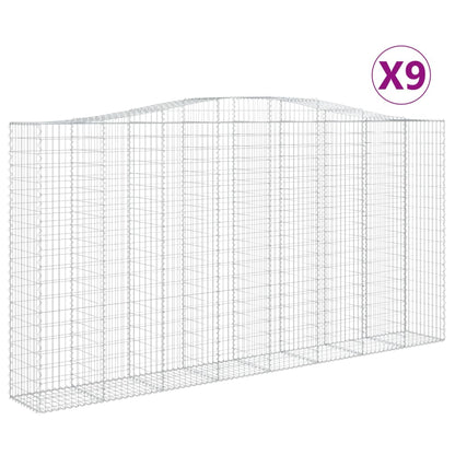 Gabionen Mit Hochbogen 9 Stk. 400X50X200/220Cm Verzinktes Eisen