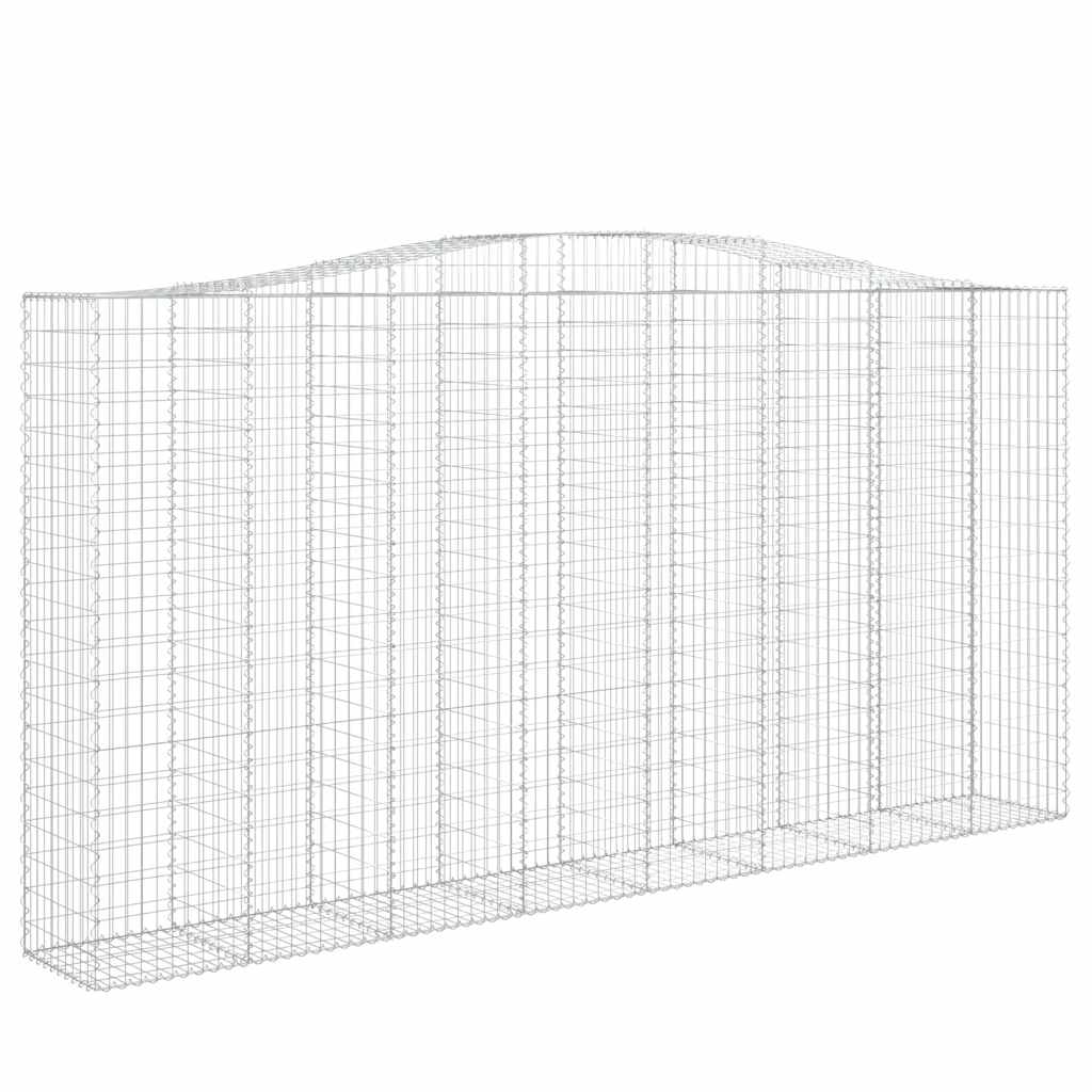 Gabionen Mit Hochbogen 9 Stk. 400X50X200/220Cm Verzinktes Eisen