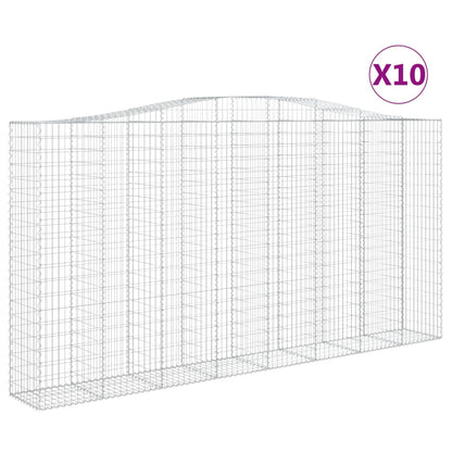 Gabionen Mit Hochbogen 10Stk. 400X50X200/220Cm Verzinktes Eisen