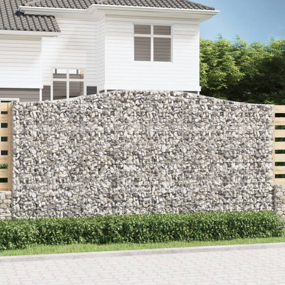 Gabionen Mit Hochbogen 15Stk. 400X50X200/220Cm Verzinktes Eisen