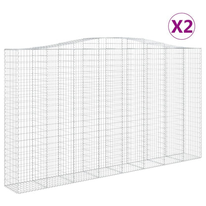 Gabionen Mit Hochbogen 2 Stk. 400X50X220/240Cm Verzinktes Eisen