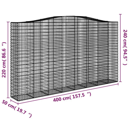 Gabionen Mit Hochbogen 2 Stk. 400X50X220/240Cm Verzinktes Eisen