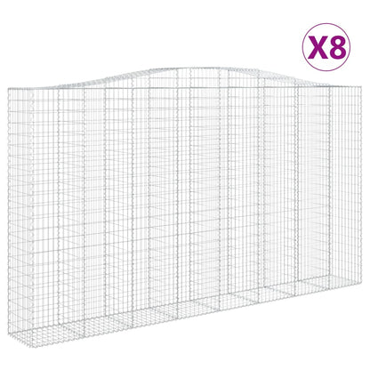 Gabionen Mit Hochbogen 8 Stk. 400X50X220/240Cm Verzinktes Eisen