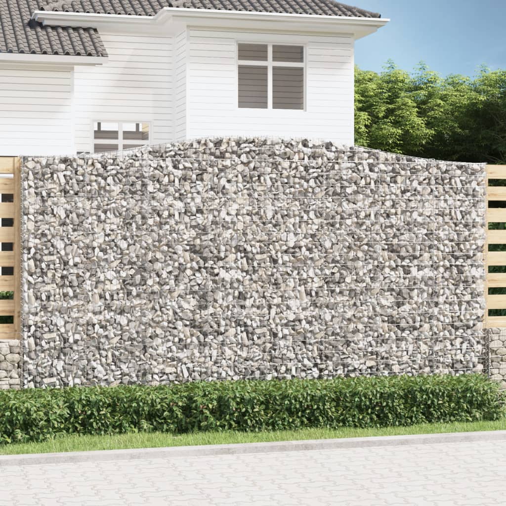 Gabionen Mit Hochbogen 9 Stk. 400X50X220/240Cm Verzinktes Eisen