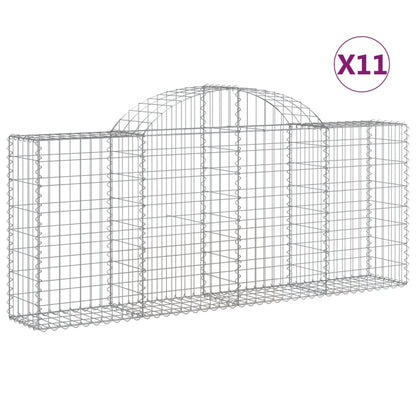 Gabionen Mit Hochbogen 11 Stk. 200X30X80/100Cm Verzinktes Eisen