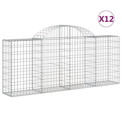 Gabionen Mit Hochbogen 12 Stk. 200X30X80/100Cm Verzinktes Eisen
