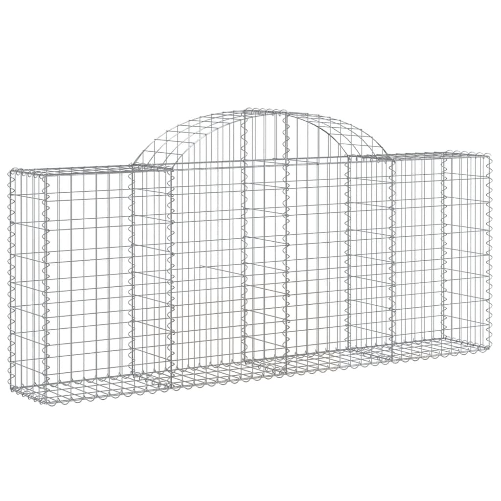 Gabionen Mit Hochbogen 14 Stk. 200X30X80/100Cm Verzinktes Eisen