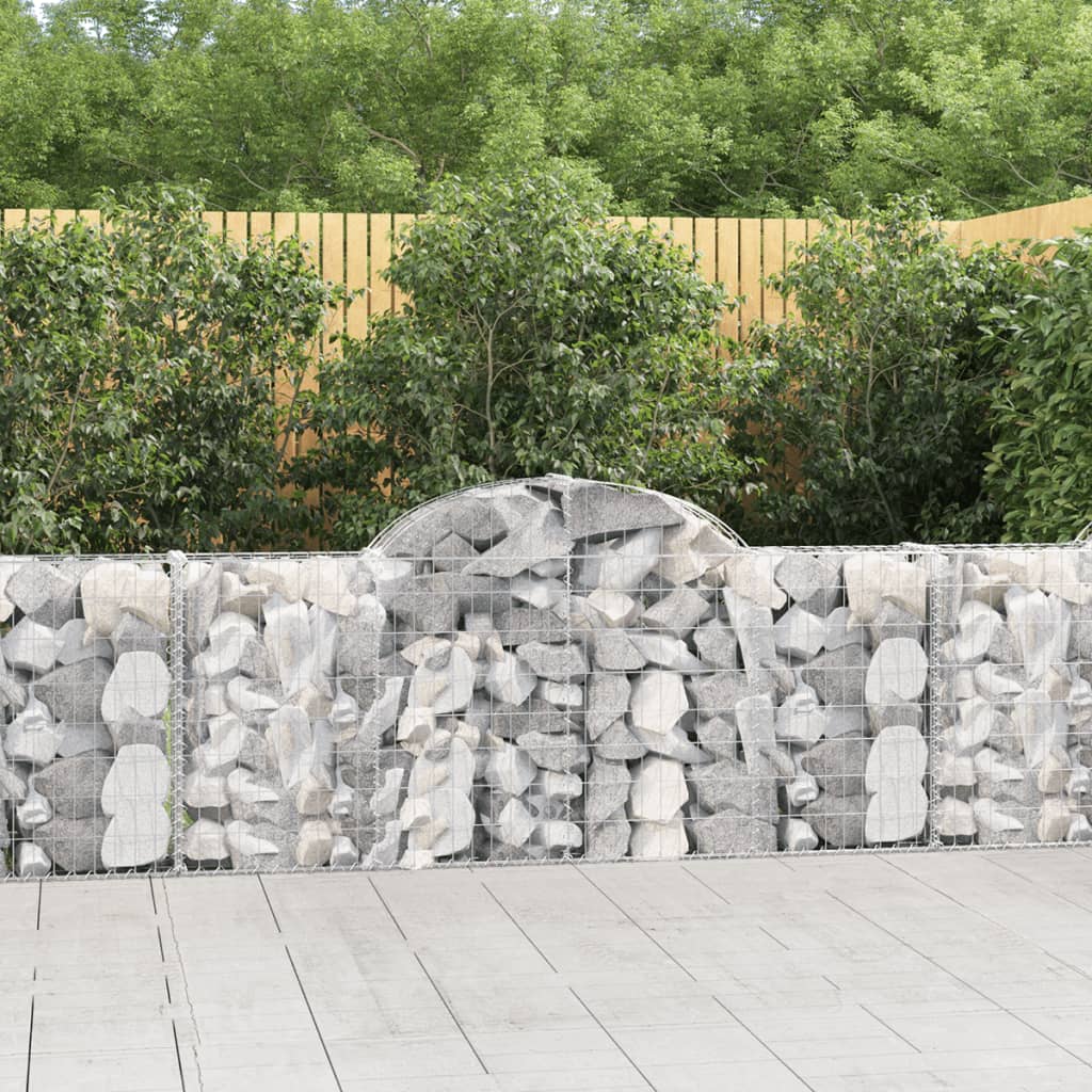 Gabionen Mit Hochbogen 14 Stk. 200X30X80/100Cm Verzinktes Eisen