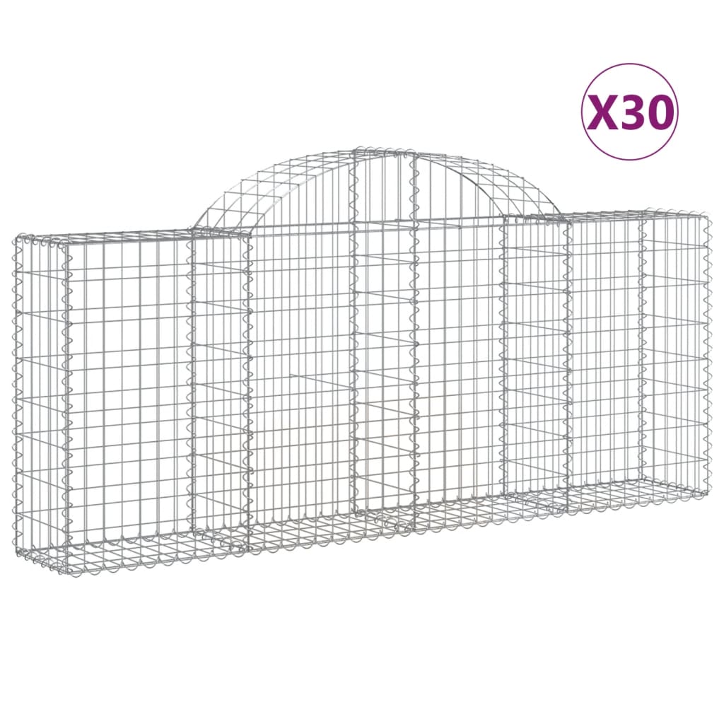 Gabionen Mit Hochbogen 30 Stk. 200X30X80/100Cm Verzinktes Eisen