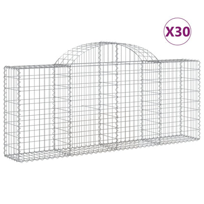 Gabionen Mit Hochbogen 30 Stk. 200X30X80/100Cm Verzinktes Eisen