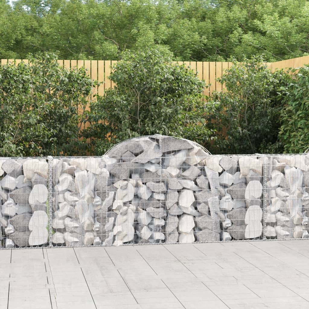 Gabionen Mit Hochbogen 40 Stk. 200X30X80/100Cm Verzinktes Eisen