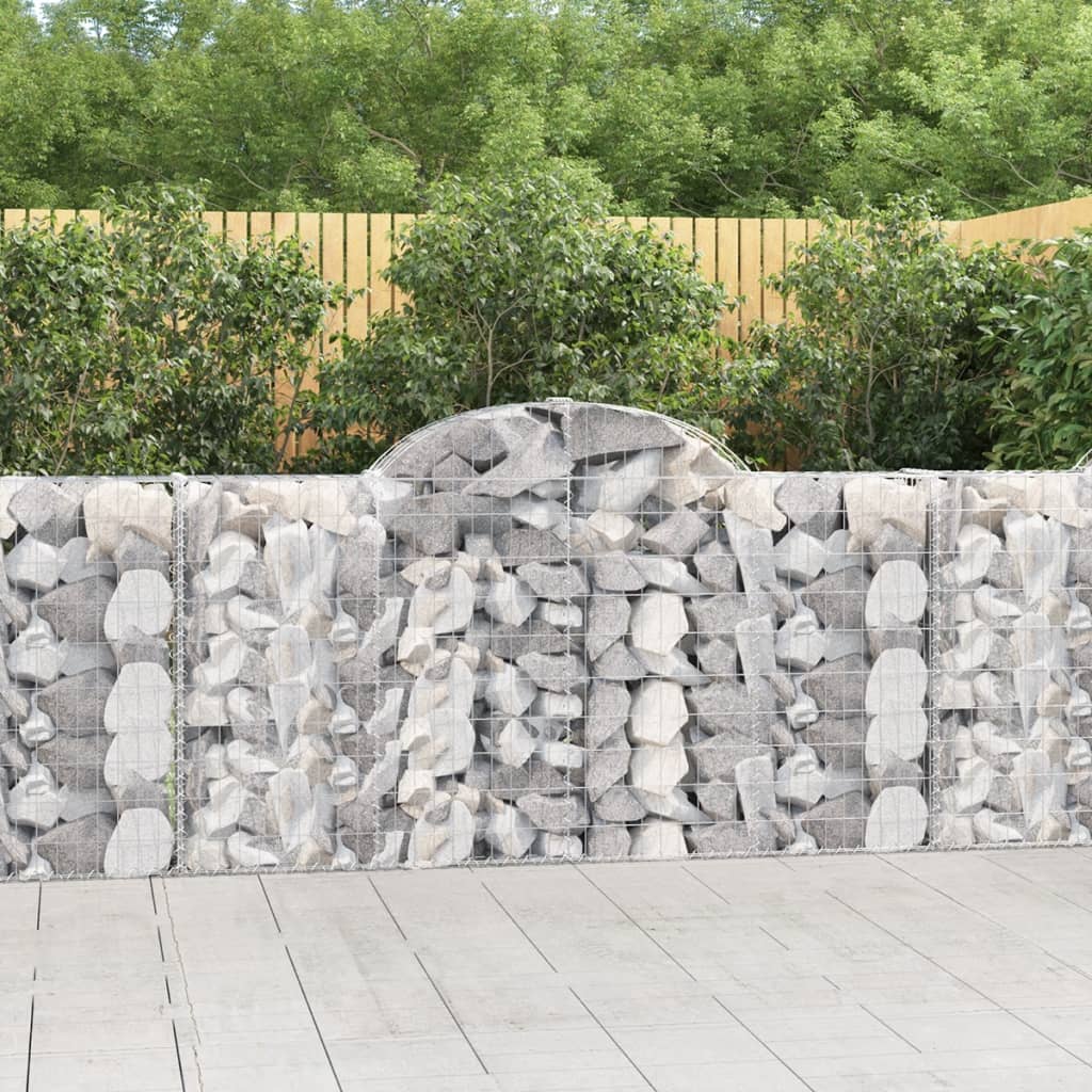 Gabionen Mit Hochbogen 4 Stk. 200X30X100/120Cm Verzinktes Eisen