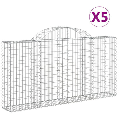 Gabionen Mit Hochbogen 5 Stk. 200X30X100/120Cm Verzinktes Eisen