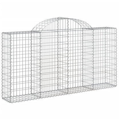 Gabionen Mit Hochbogen 7 Stk. 200X30X100/120Cm Verzinktes Eisen