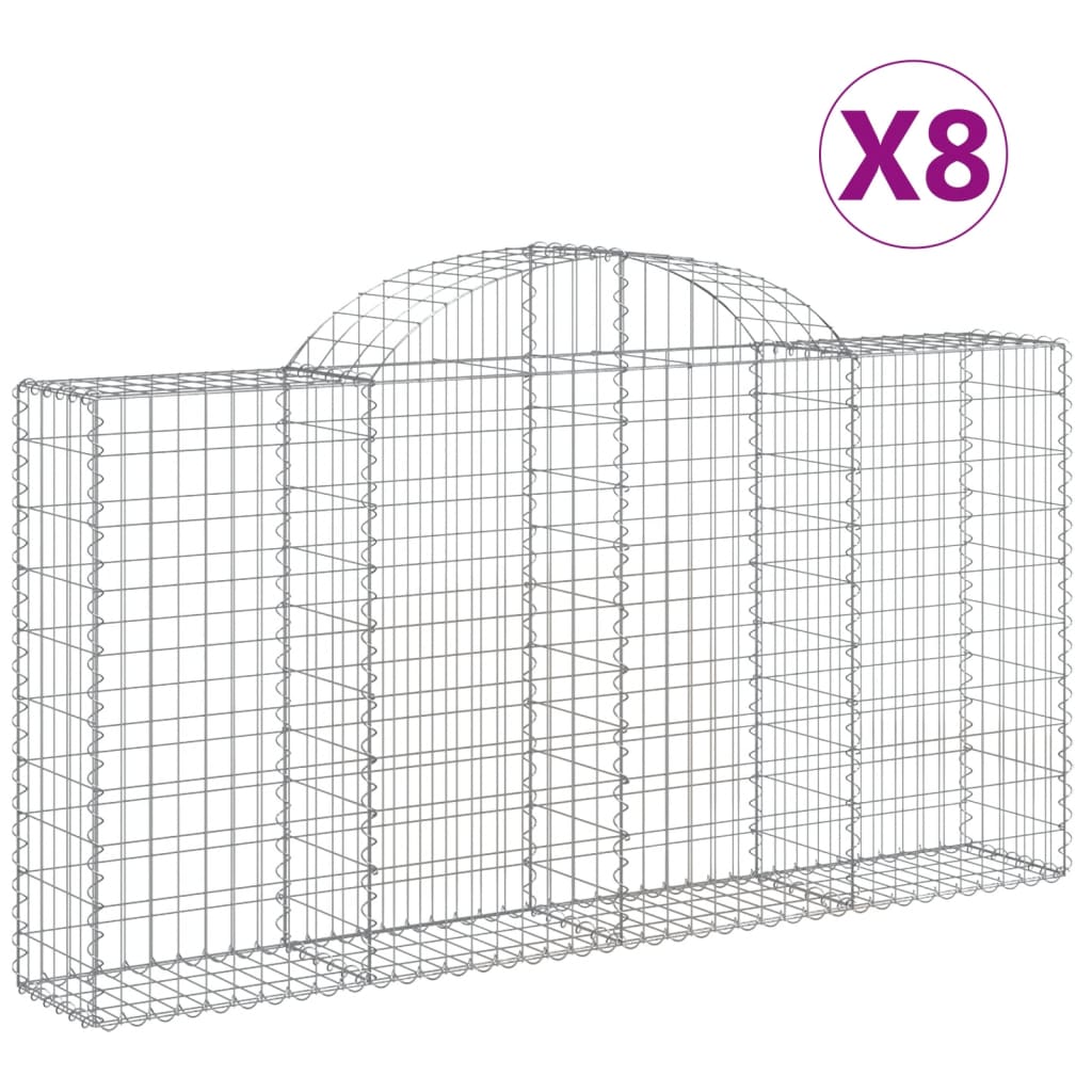 Gabionen Mit Hochbogen 8 Stk. 200X30X100/120Cm Verzinktes Eisen