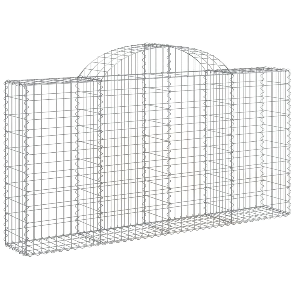 Gabionen Mit Hochbogen 9 Stk. 200X30X100/120Cm Verzinktes Eisen