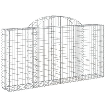 Gabionen Mit Hochbogen 9 Stk. 200X30X100/120Cm Verzinktes Eisen