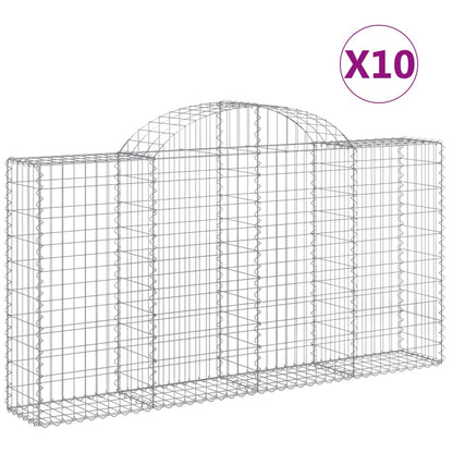 Gabionen Mit Hochbogen 10Stk. 200X30X100/120Cm Verzinktes Eisen