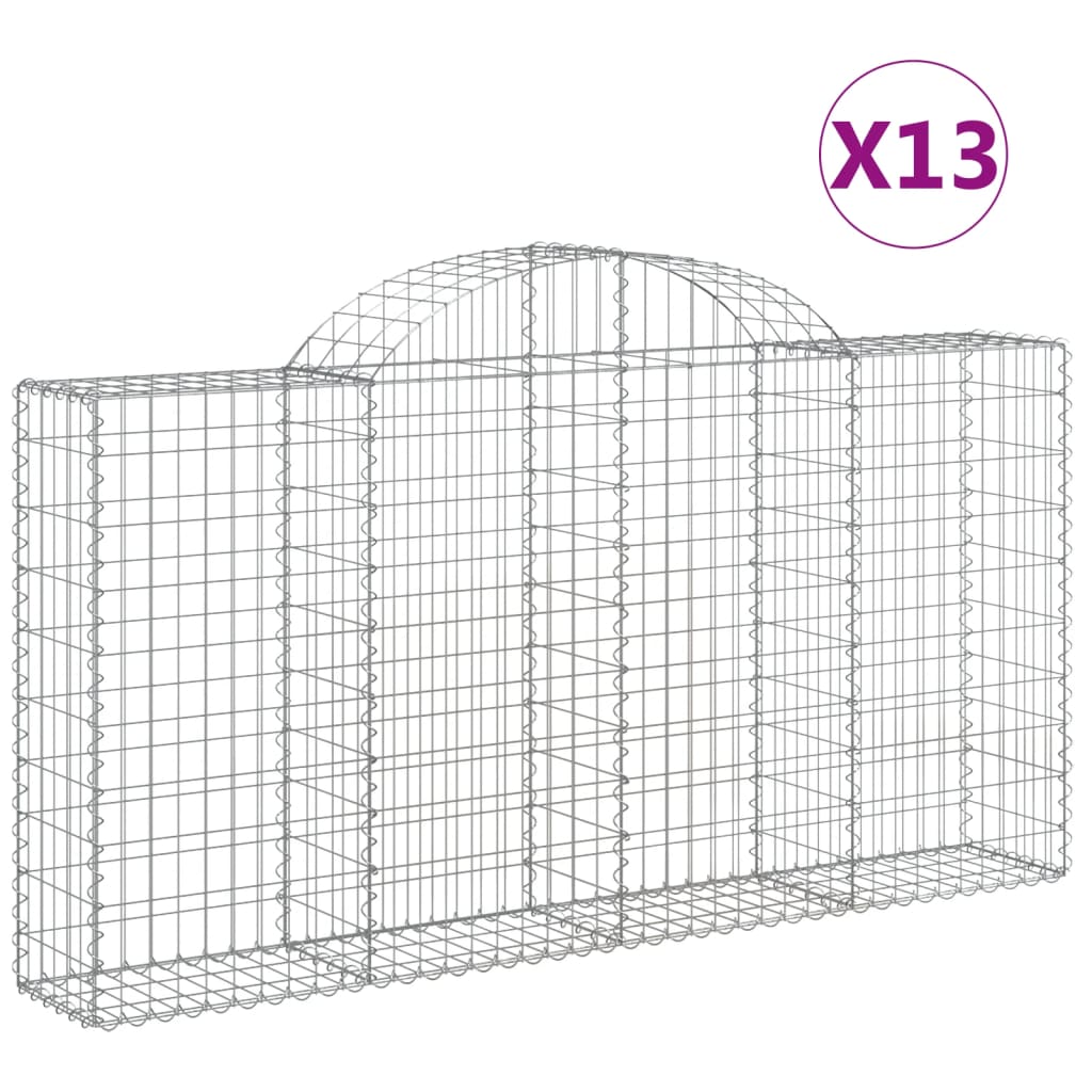 Gabionen Mit Hochbogen 13Stk. 200X30X100/120Cm Verzinktes Eisen