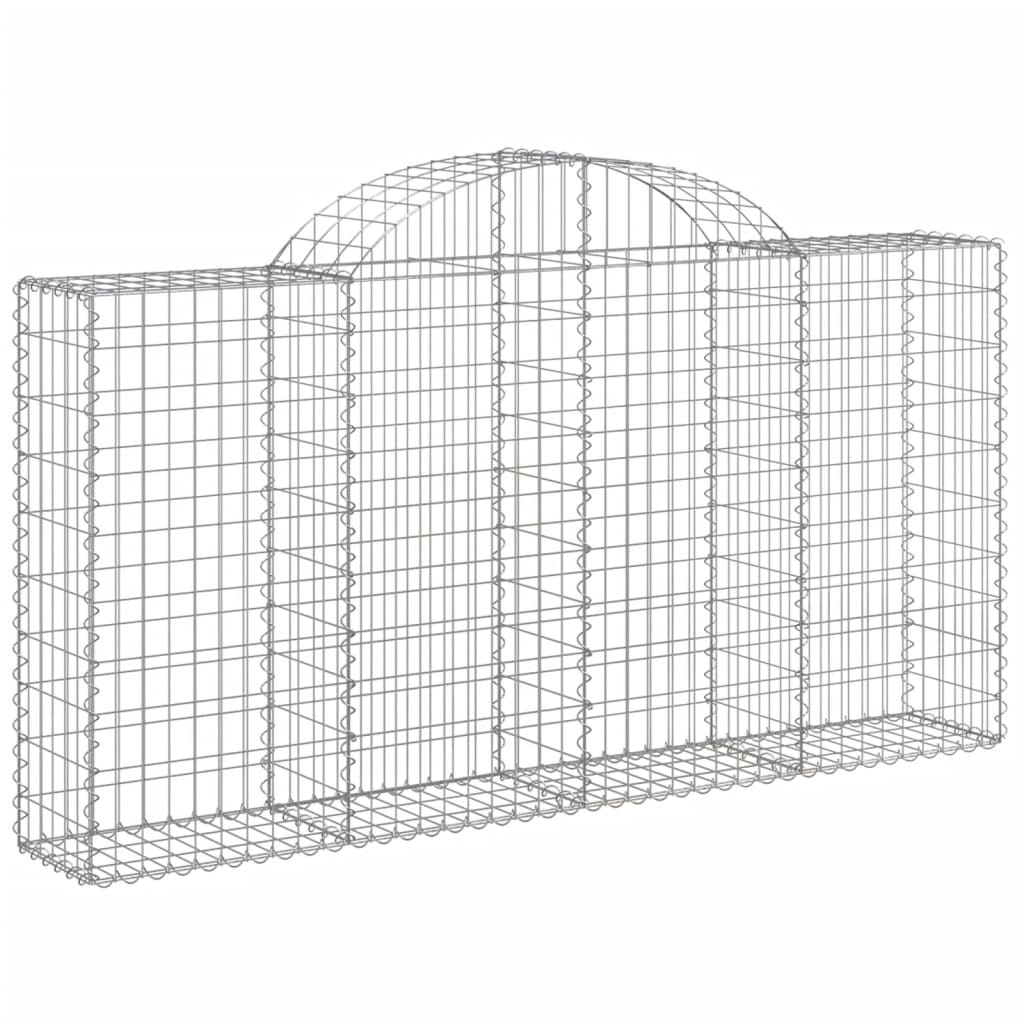 Gabionen Mit Hochbogen 14Stk. 200X30X100/120Cm Verzinktes Eisen