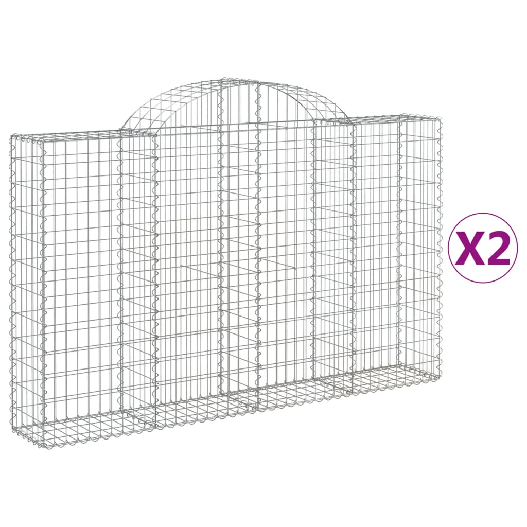 Gabionen Mit Hochbogen 2 Stk. 200X30X120/140Cm Verzinktes Eisen