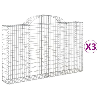 Gabionen Mit Hochbogen 3 Stk. 200X30X120/140Cm Verzinktes Eisen