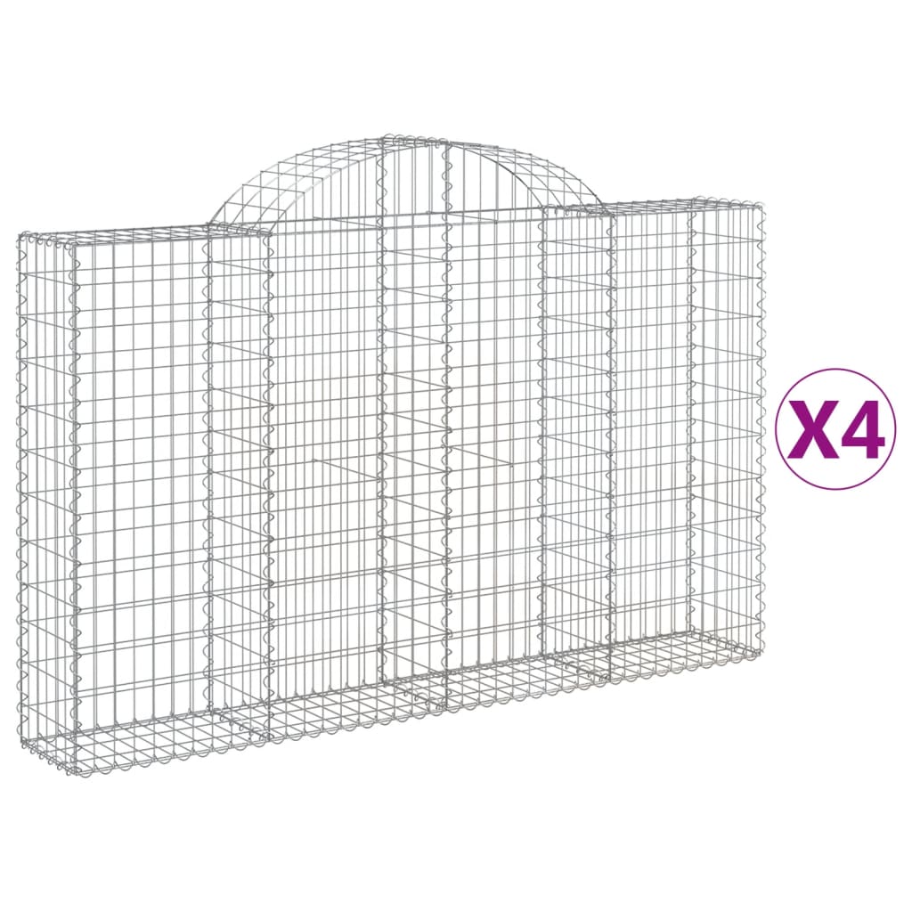 Gabionen Mit Hochbogen 4 Stk. 200X30X120/140Cm Verzinktes Eisen