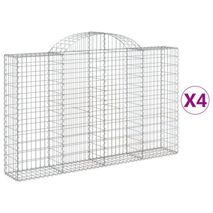 Gabionen Mit Hochbogen 4 Stk. 200X30X120/140Cm Verzinktes Eisen