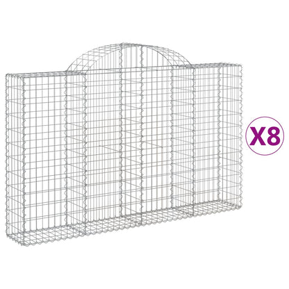 Gabionen Mit Hochbogen 8 Stk. 200X30X120/140Cm Verzinktes Eisen