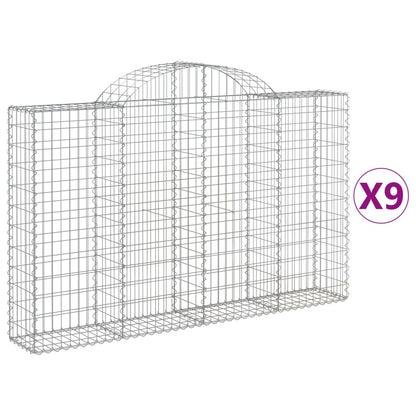 Gabionen Mit Hochbogen 9 Stk. 200X30X120/140Cm Verzinktes Eisen