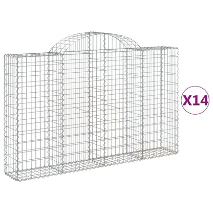 Gabionen Mit Hochbogen 14Stk. 200X30X120/140Cm Verzinktes Eisen