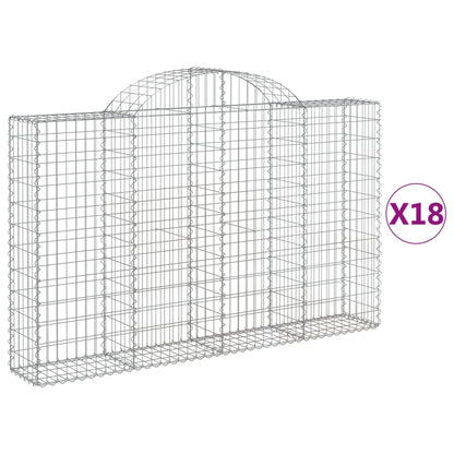 Gabionen Mit Hochbogen 18Stk. 200X30X120/140Cm Verzinktes Eisen