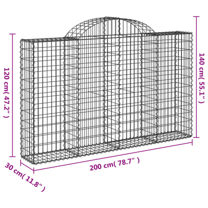 Gabionen Mit Hochbogen 18Stk. 200X30X120/140Cm Verzinktes Eisen