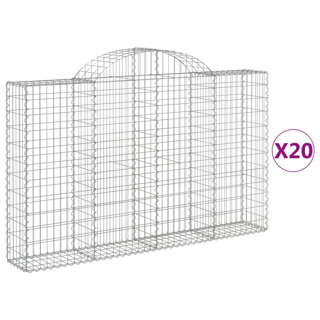 Gabionen Mit Hochbogen 20Stk. 200X30X120/140Cm Verzinktes Eisen