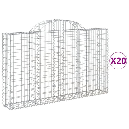 Gabionen Mit Hochbogen 20Stk. 200X30X120/140Cm Verzinktes Eisen