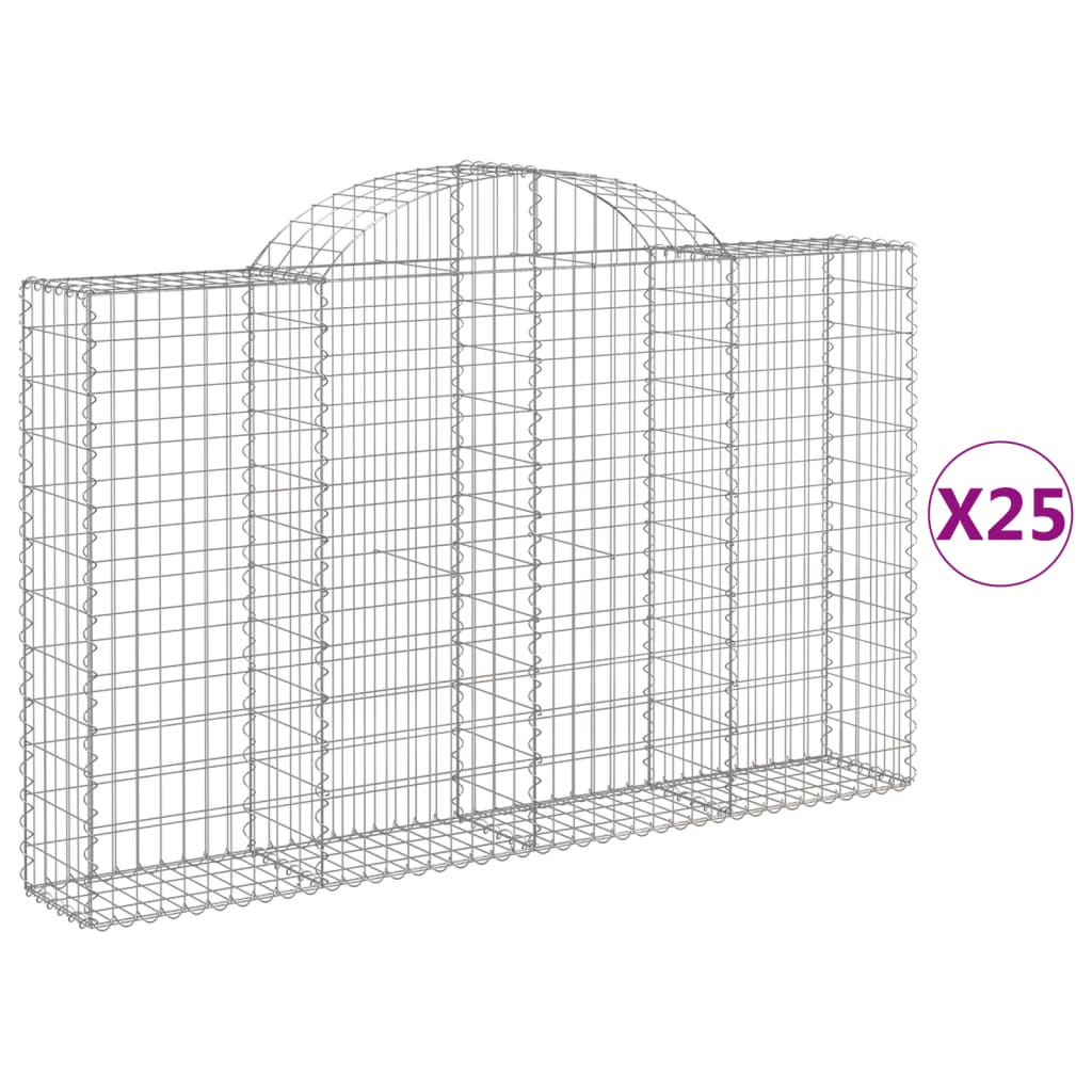 Gabionen Mit Hochbogen 25Stk. 200X30X120/140Cm Verzinktes Eisen