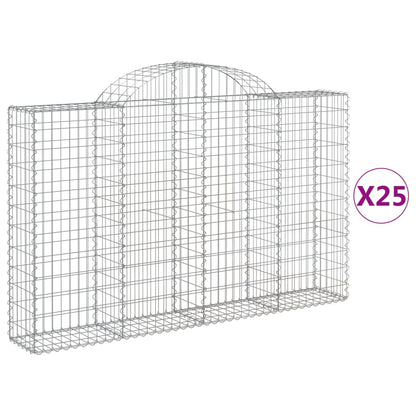 Gabionen Mit Hochbogen 25Stk. 200X30X120/140Cm Verzinktes Eisen