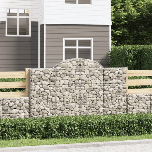 Gabionen Mit Hochbogen 30Stk. 200X30X120/140Cm Verzinktes Eisen