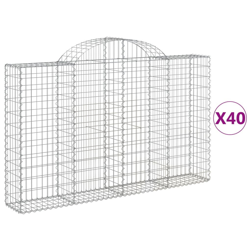 Gabionen Mit Hochbogen 40Stk. 200X30X120/140Cm Verzinktes Eisen