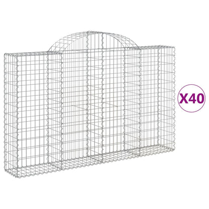 Gabionen Mit Hochbogen 40Stk. 200X30X120/140Cm Verzinktes Eisen
