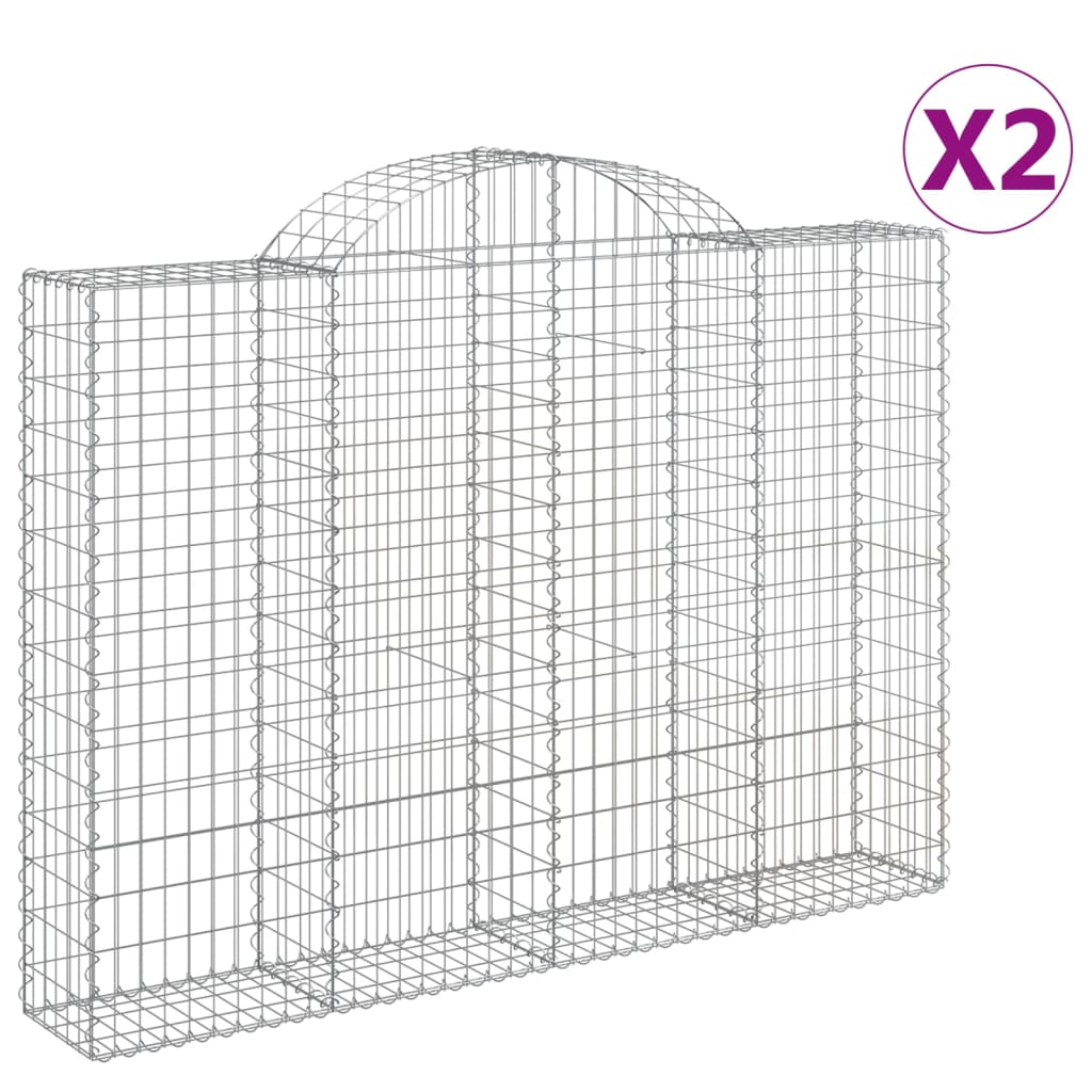 Gabionen Mit Hochbogen 2 Stk. 200X30X140/160Cm Verzinktes Eisen