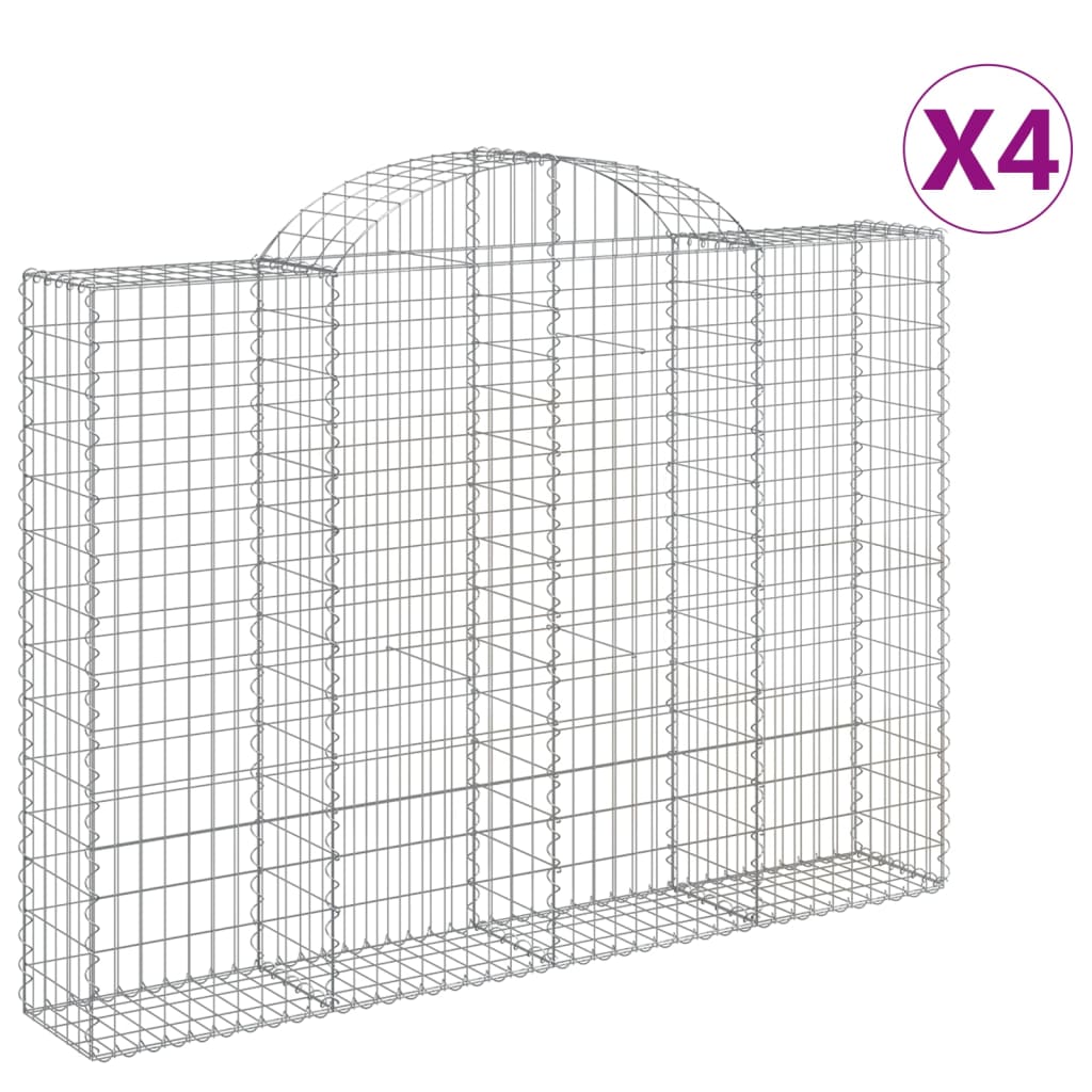 Gabionen Mit Hochbogen 4 Stk. 200X30X140/160Cm Verzinktes Eisen
