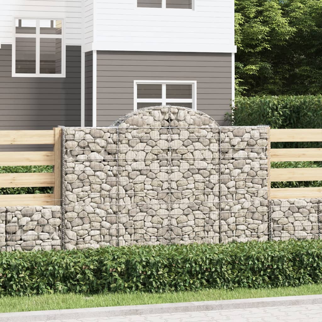 Gabionen Mit Hochbogen 4 Stk. 200X30X140/160Cm Verzinktes Eisen
