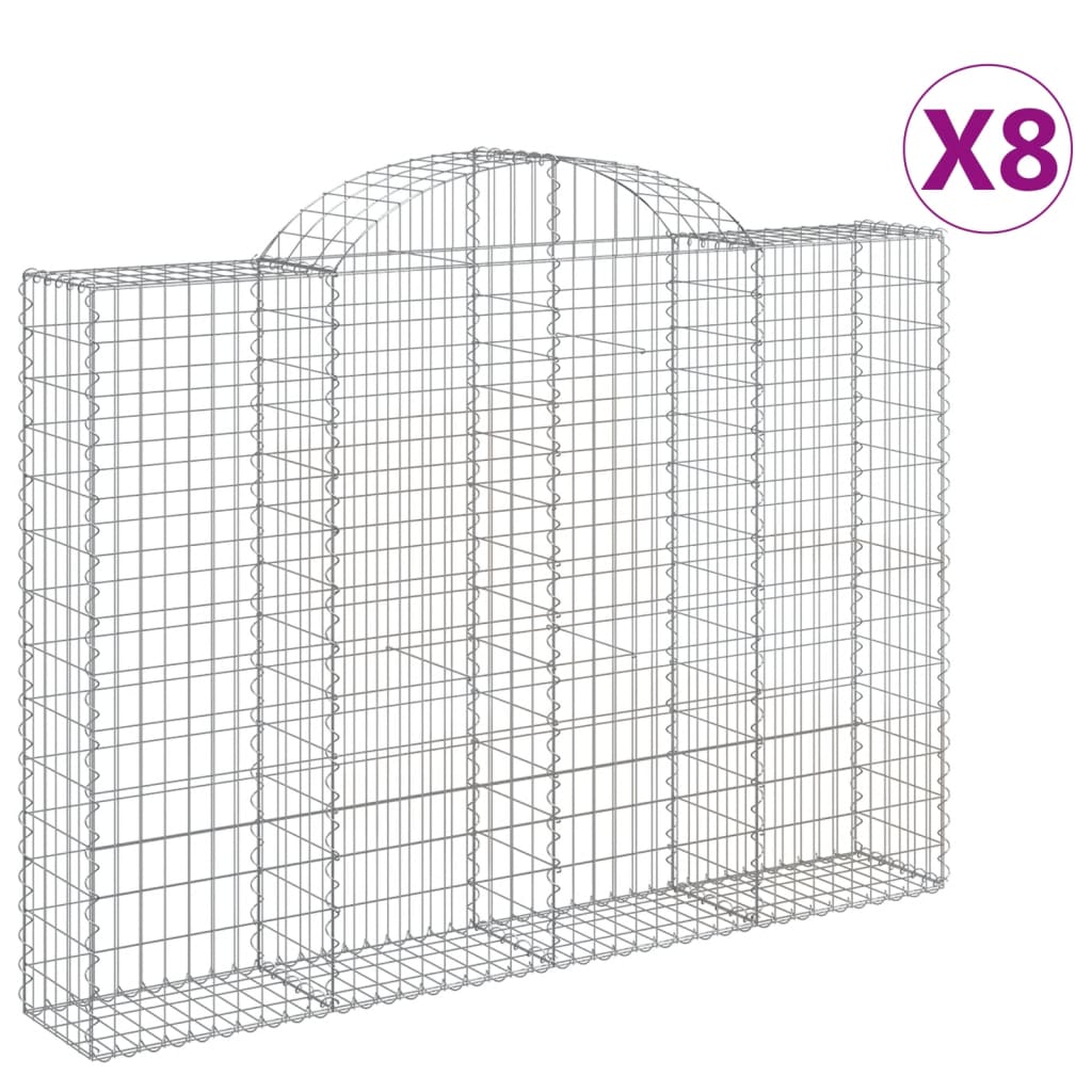 Gabionen Mit Hochbogen 8 Stk. 200X30X140/160Cm Verzinktes Eisen