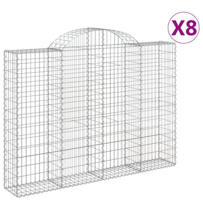Gabionen Mit Hochbogen 8 Stk. 200X30X140/160Cm Verzinktes Eisen