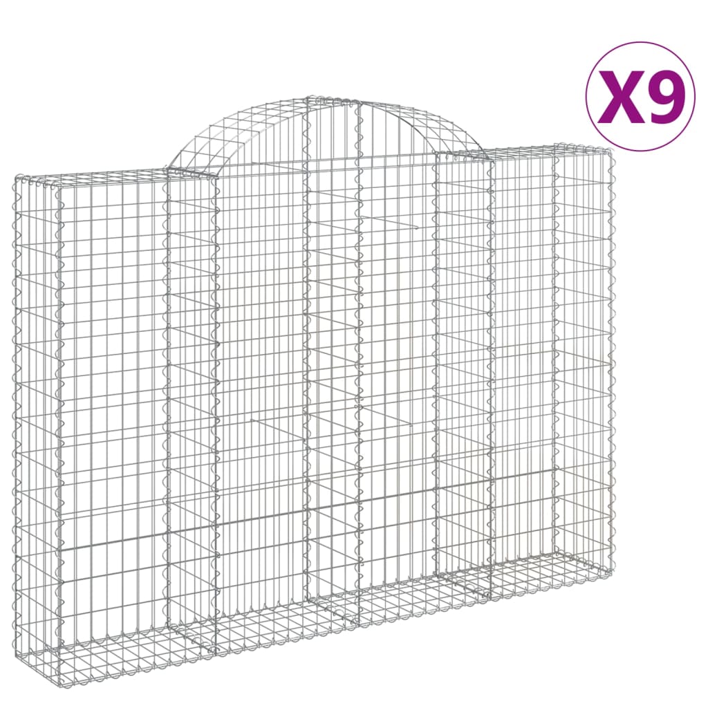 Gabionen Mit Hochbogen 9 Stk. 200X30X140/160Cm Verzinktes Eisen